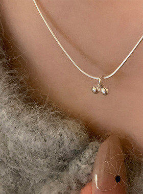 极简风交错金属球项链女小众设计感个性简约百搭气质颈链锁骨链