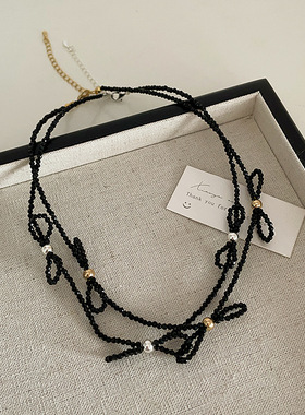 水晶蝴蝶结项链女设计感小众复古个性简约百搭气质时尚颈链锁骨链