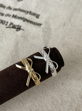 简约高级感蝴蝶结光面戒指女可爱甜美个性独特时尚百搭指环戒子