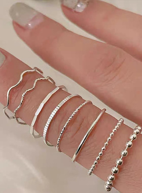 极简风素圈金属戒指女韩国个性复古日常经典简约百搭气质指环戒子