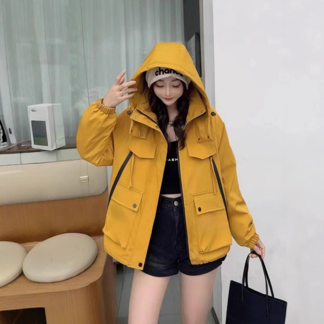 韩版设计感工装加棉冲锋衣女外套棉衣/棉服