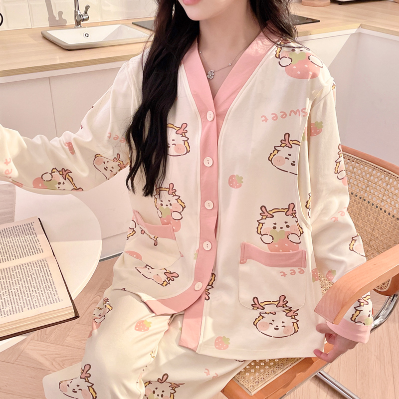 月子服春夏季薄款产后8月份9产妇哺乳吸汗孕妇睡衣女纯棉春秋家居