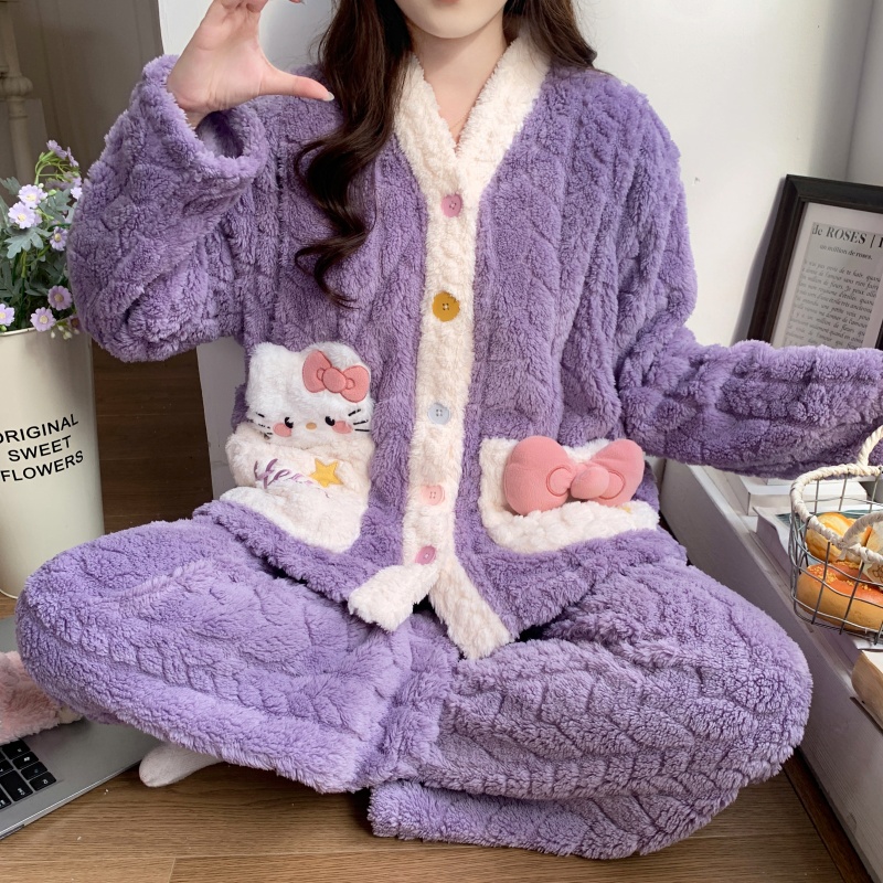 珊瑚绒月子服秋冬季加厚保暖孕妇睡衣女产后哺乳孕期专用加肥冬款