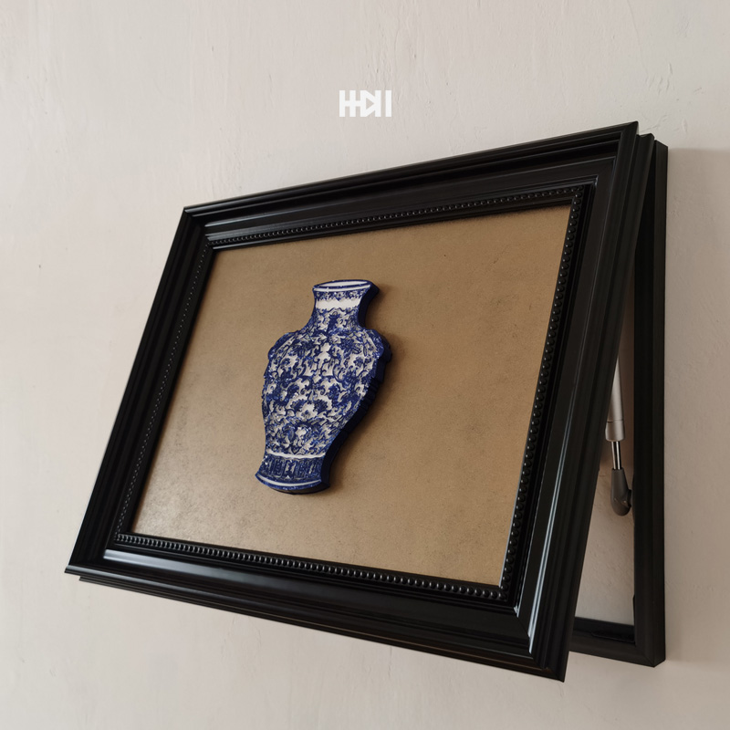 《青花瓷》东方美学液压杆电表箱电表盒遮挡水泥立体浮雕装饰画图片