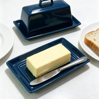 Foreign trade ceramic butter plate, deep blue high-temperature ceramic, Western cuisine, original order for home use thumbnail 4
