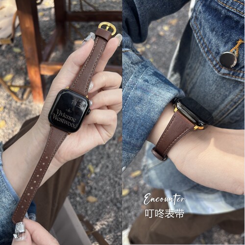 女款真皮手表表带适用苹果watch
