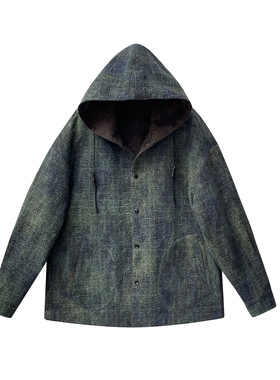 B25822-[雷纹纳福]秋冬新款柞蚕丝锦油绸双面穿连帽外套