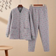 中老年女纯棉开襟保暖衣套装 妈妈三层夹棉加厚宽松睡衣家居休闲服