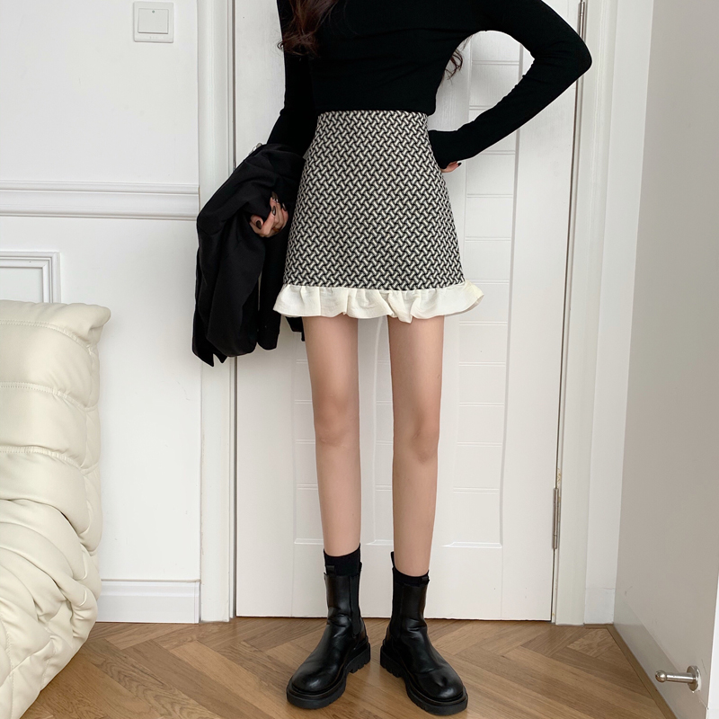 New Korean high waist, slim fit and hip dress, fashionable lace skirt