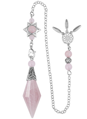 欧美水晶石头双尖菱形切面灵摆吊坠 配铺梦网六芒星挂饰珠链饰品