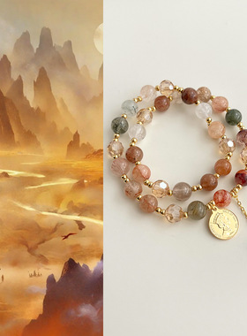 原创手作天然石设计感水晶手串新中式淡水珍珠复古气质手串手