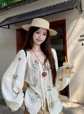 2025年夏季新款休闲系带宽松修身上衣