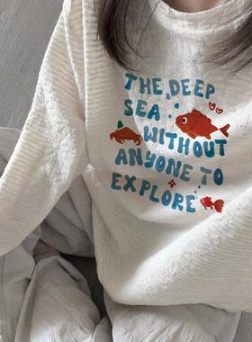 2025秋季新款长袖打底衫t恤韩系独特绝美宽松显瘦肌理感上衣女潮