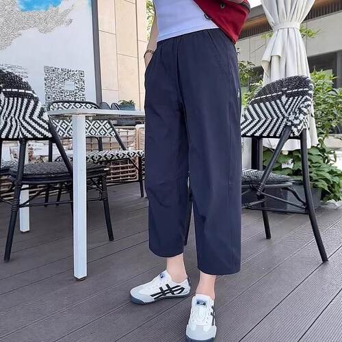 韩版高腰速干哈伦九分裤女2026夏薄款大码胖mm显瘦遮肉运动休闲裤