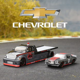 美驰图1 64运输车队拖车合金模型雪佛兰Chevrolet科迈罗科尔维特