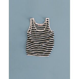 无袖 Ohh 上衣 清爽凉感 天丝亚麻条纹针织背心 Cake Laine莱恩