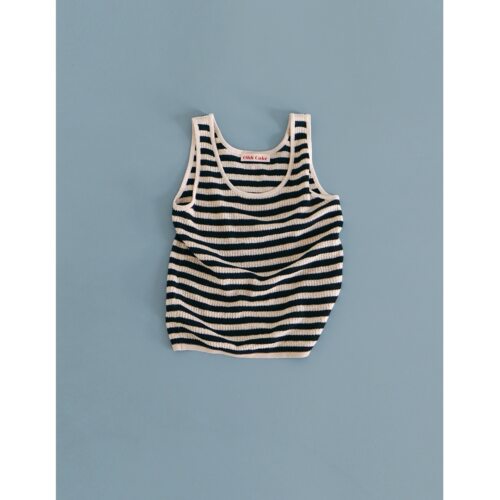 天丝亚麻条纹针织背心