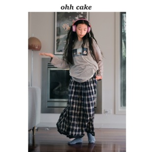 Ohh Cake Olive奥莉芙 格子裙 |松紧高腰 复古书卷气半身大摆长裙