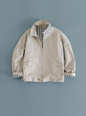 Ohh Cake Kit基特 撞色重工翻领夹克外套 |复古都市 有型拉链上衣