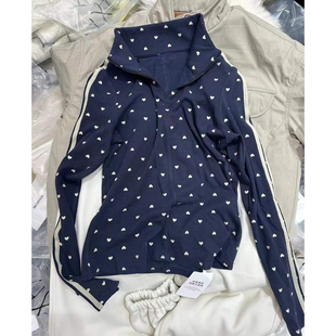 欧洲站2025冬新款HAV欧货 立领半拉链爱心修身加绒长袖衫 特价