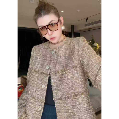 欧洲站2025冬新款hav欧货 名媛风圆领长袖短款外套