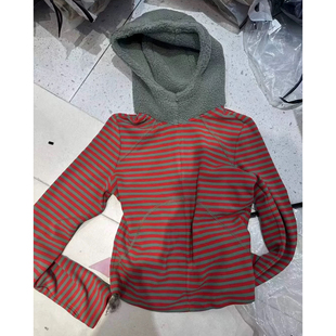 欧洲站2026春新款hav欧货 连帽条纹修身长袖衫 特价