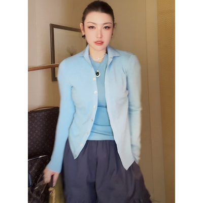 欧洲站2026春款HAV欧货 彩色翻领羊毛长袖针织开衫（不能机洗）