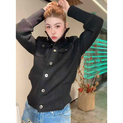 欧洲站2026春新款HAV欧货 简约百搭立领纽扣显瘦长袖夹克外套