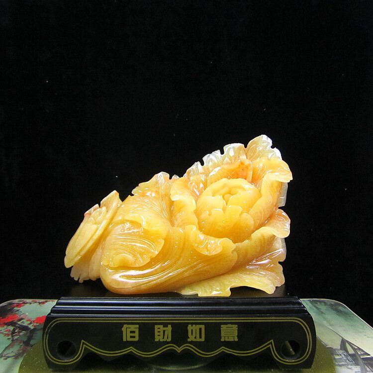 天然黄玉白菜摆件客厅玄关办公桌