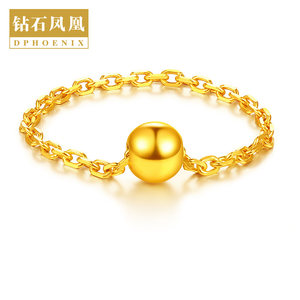 钻石凤凰 黄金戒指女款 999足金首饰 转运珠时尚指环链戒女士尾戒