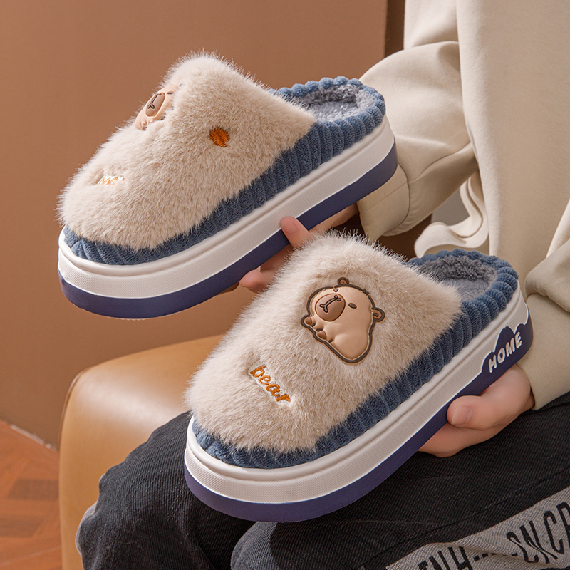 棉拖鞋女士冬季新款室内家居防滑棉鞋学生寝室保暖情侣毛拖鞋男士