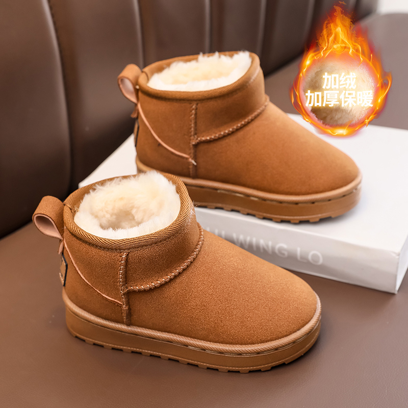 冬季新款雪地靴男童加厚加绒保暖雪地靴户外防滑时尚宝宝棉靴女童
