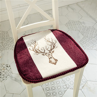 欧式餐椅垫雪尼尔马蹄形坐垫座椅垫秋冬季加厚毛绒拆洗垫子