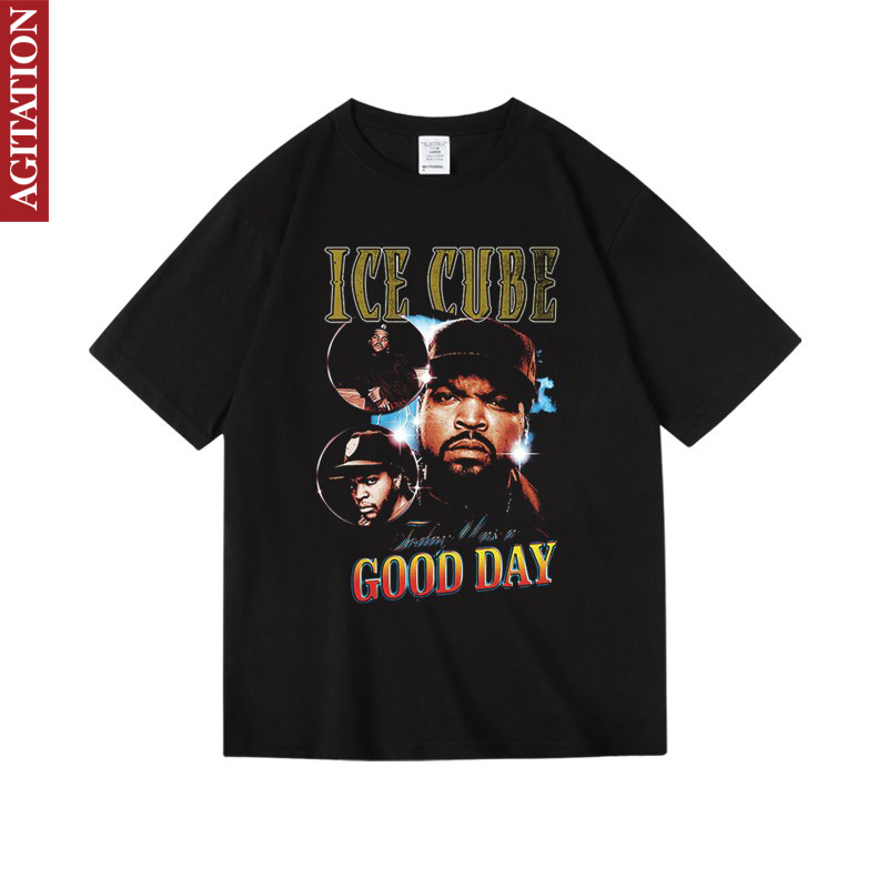 BF风女男中性款艾斯库伯icecube嘻哈说唱nwa街头印花hiphop宽松T