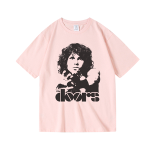 夏季morrisons莫里森大门thedoors乐队印花周边纯棉T恤女男中性T