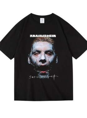 Rammstein德国战车Sehnsucht周边女男中性款宽松BF纯棉短半袖T恤