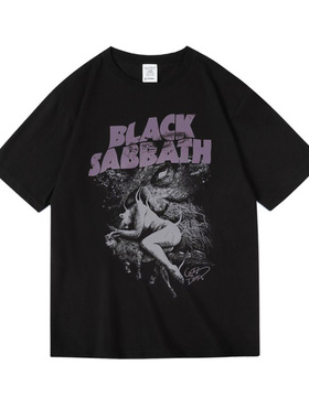 BlackSabbath黑色安息日摇滚乐队周边印花中性女男短半袖T恤潮品