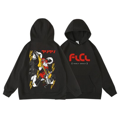 日本动漫卡通二次元FLCL特别的她周边秋冬套头加绒连帽衫卫衣男女