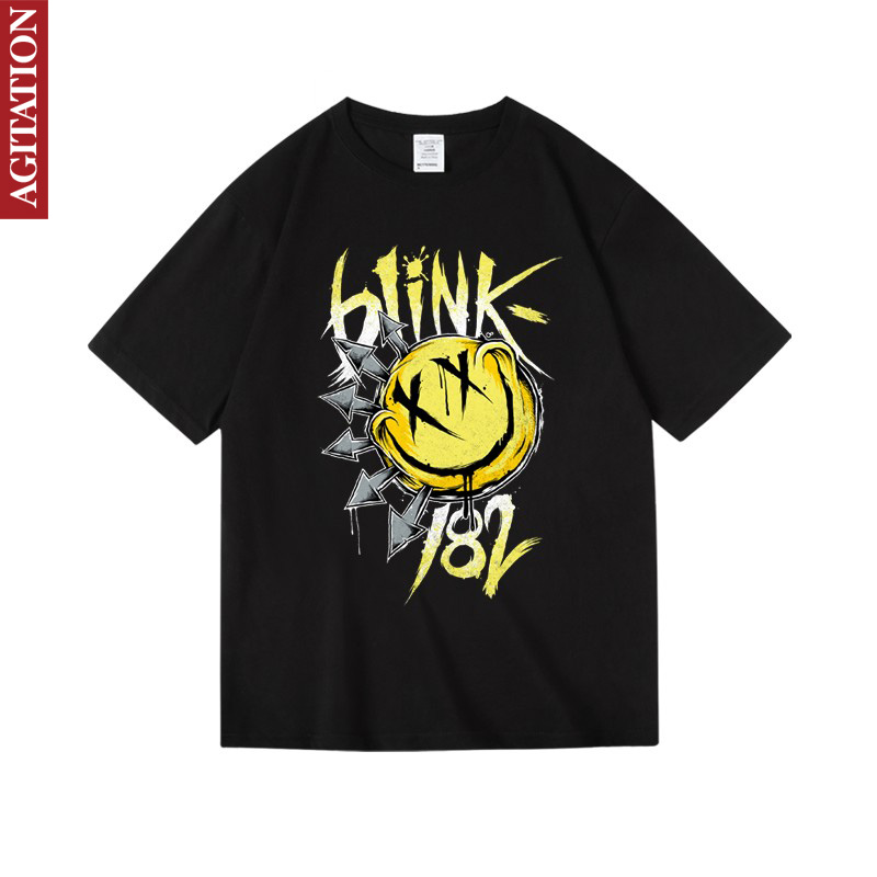 blink-182周边衣服摇滚美式朋克乐队纯棉短半袖T恤夏季音乐节女男