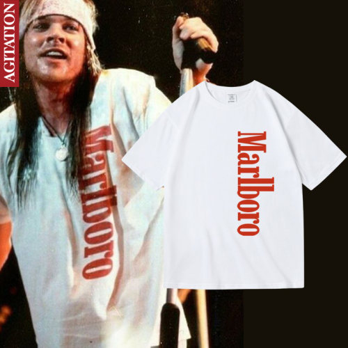 axl枪花同款slash枪炮玫瑰gunsnrose周边衣服摇滚纯棉短半袖T恤男