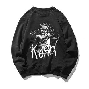男装 男女学生 摇滚周边青少年乐队korn科恩印花国潮秋冬套头无帽衫