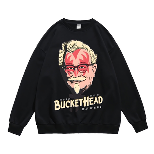 肯德基buckethead桶哥吉他手潮流恶搞秋冬长袖无帽圆领卫衣男女