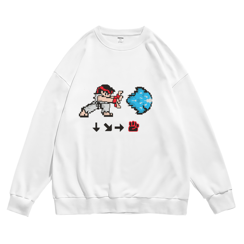 日式游戏街头霸王波动拳隆潮流春秋冬长袖圆领卫衣青少年男女同款