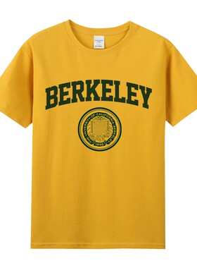 美式美国加州大学伯克利分校Berkeley印花周边纯棉短袖男女款T恤