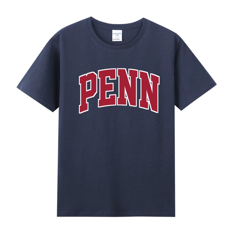 学院派美国美式宾夕法尼亚大学学霸印花周边纯棉短袖男女款T恤bf