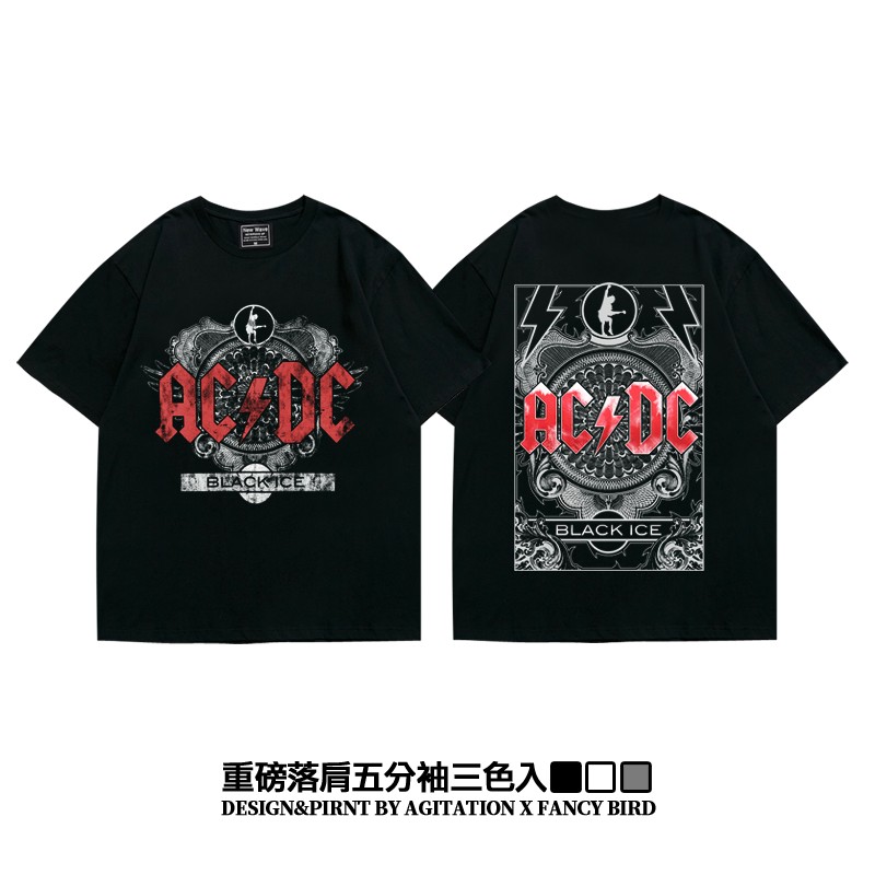 摇滚乐acdcins高街重磅短袖t恤