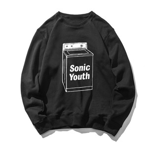 青年潮牌印花摇滚朋克 街头sonicyouth音速无帽衫卫衣男运动学生