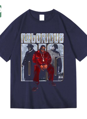 B.I.G.东岸说唱歌手Notorious周边圆领夏季纯棉套头T恤男女短袖