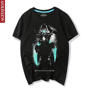 纯棉圆领短袖T恤男青少年游戏dota2刀塔衣服周边电竞ti6PA幻刺