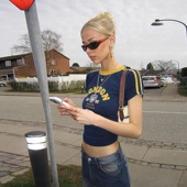 辣妹字母美式 复古运动紧身短款 球服上衣刺绣插肩袖 Y2K美式 T恤修身